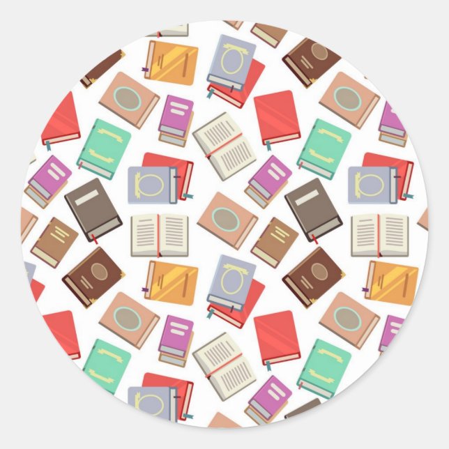 Book pattern classic round sticker (Front)