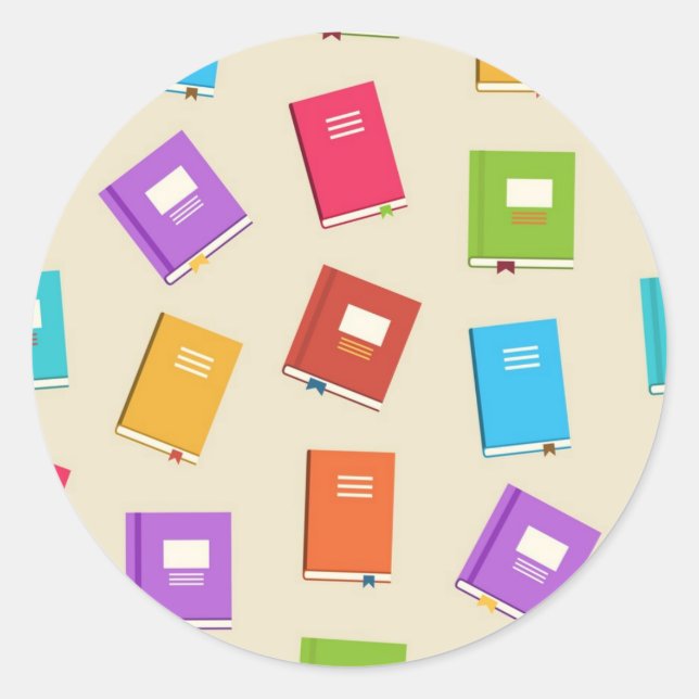 Book pattern classic round sticker (Front)