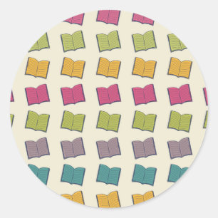 Book pattern classic round sticker