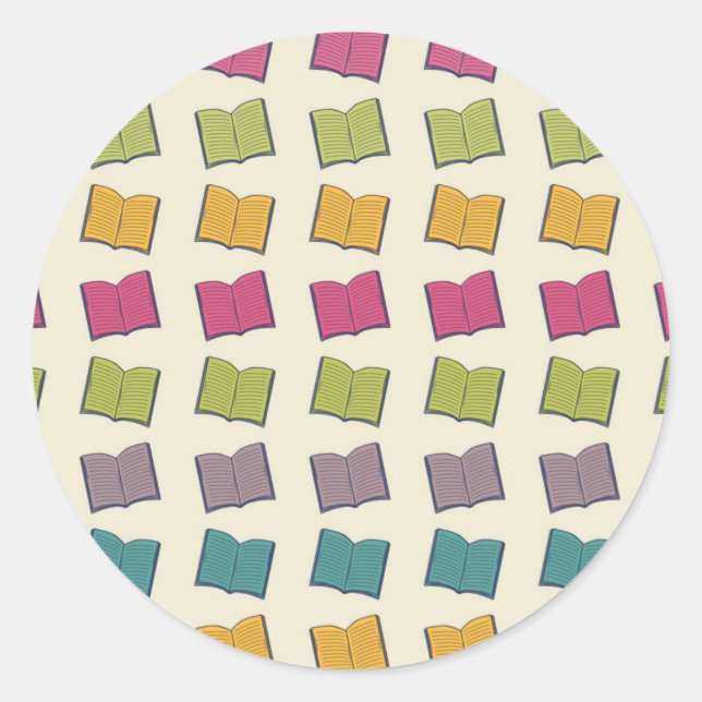 Book pattern classic round sticker (Front)