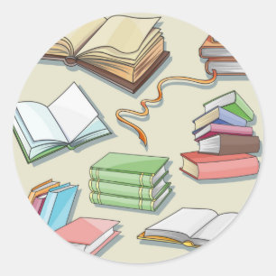 Book pattern classic round sticker