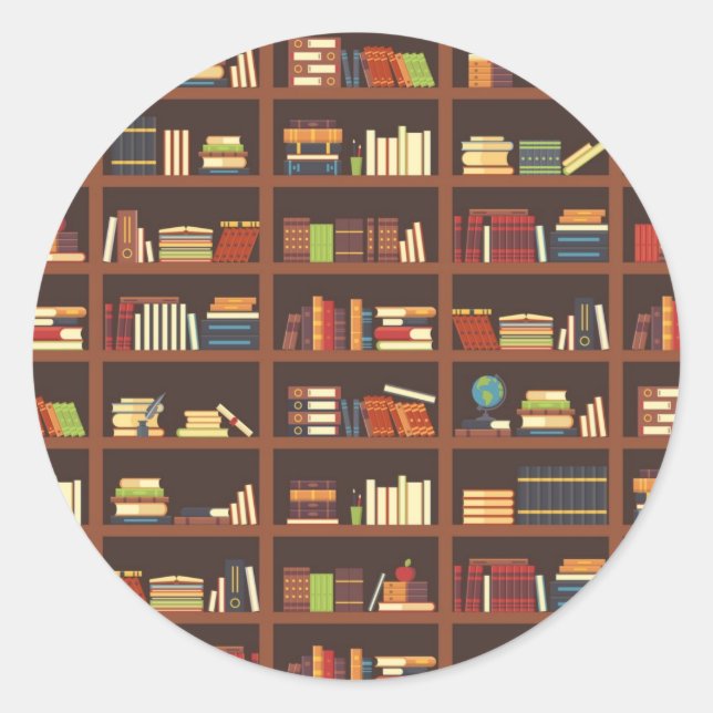 Book pattern classic round sticker (Front)