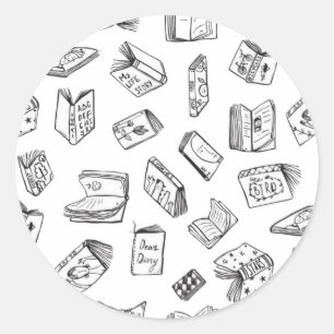 Book pattern classic round sticker