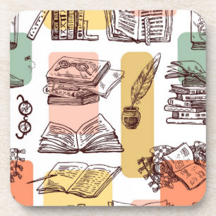 Book pattern coaster