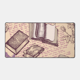 Book pattern desk mat