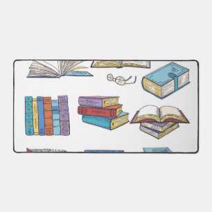 Book pattern desk mat