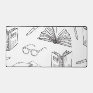 Book pattern desk mat