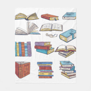 Book pattern fleece blanket