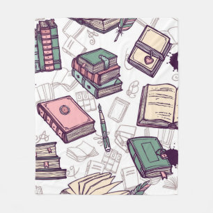 Book pattern fleece blanket