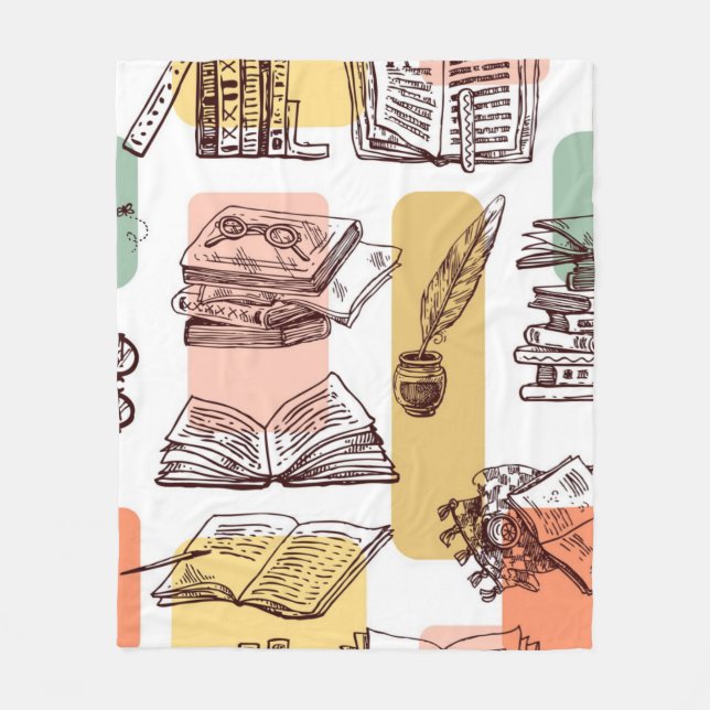 Book pattern fleece blanket (Front)