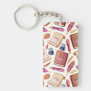 Book pattern key ring