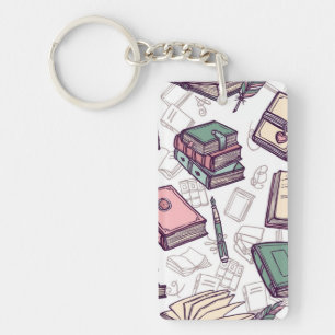 Book pattern key ring