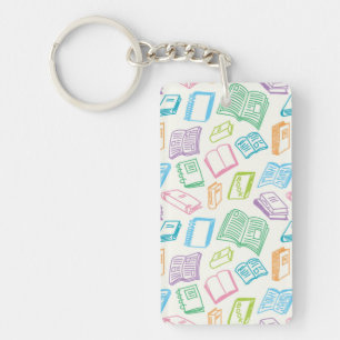 Book pattern key ring