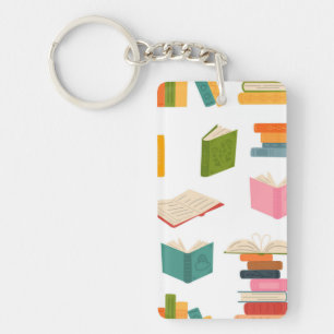 Book pattern key ring