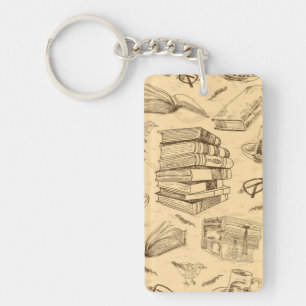 Book pattern key ring