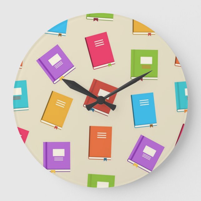 Book pattern large clock (Front)