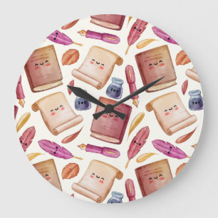 Book pattern large clock