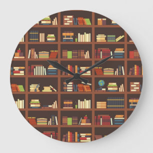 Book pattern large clock