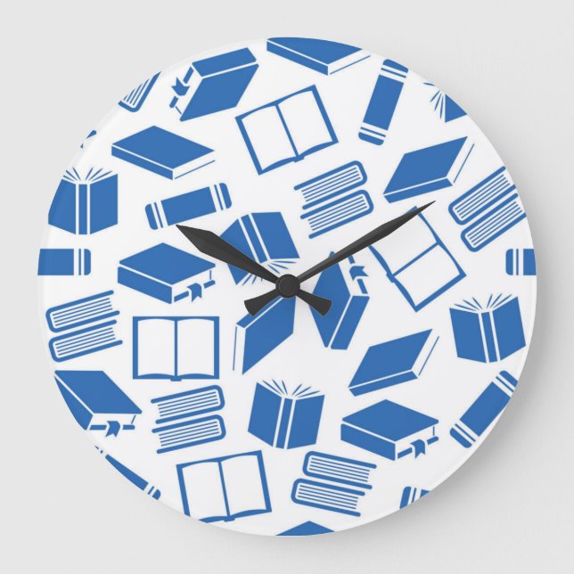 Book pattern large clock (Front)