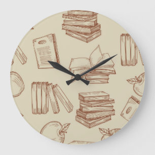 Book pattern large clock