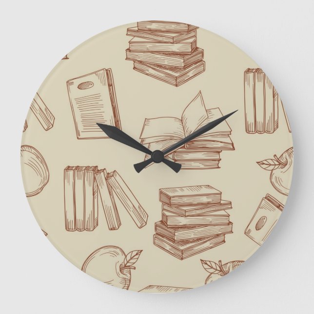 Book pattern large clock (Front)