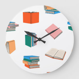Book pattern large clock