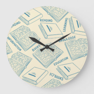 Book pattern large clock