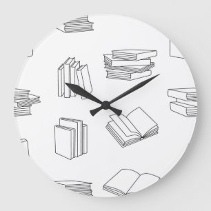 Book pattern large clock