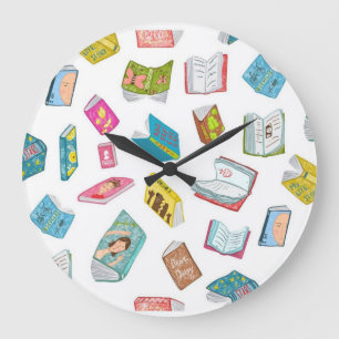 Book pattern large clock