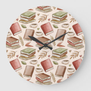 Book pattern large clock