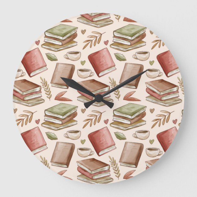 Book pattern large clock (Front)