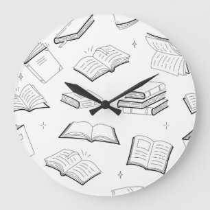 Book pattern large clock