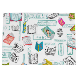 Book pattern large gift bag