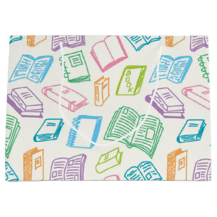 Book pattern large gift bag
