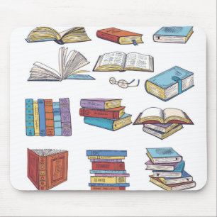 Book pattern mouse mat