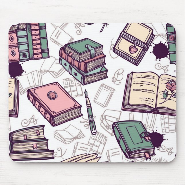 Book pattern mouse mat (Front)