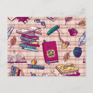 Book pattern postcard