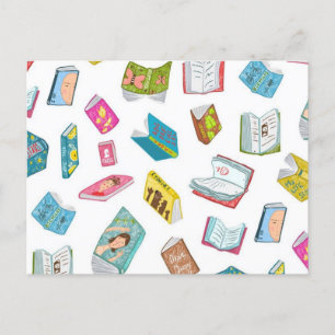 Book pattern postcard