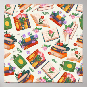 Book pattern poster