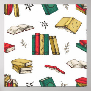 Book pattern poster