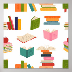 Book pattern poster