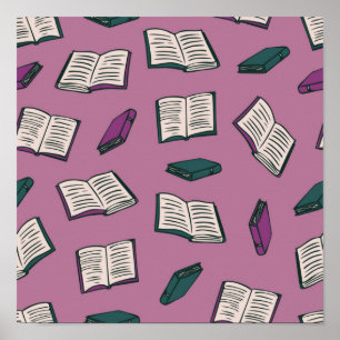 Book pattern poster