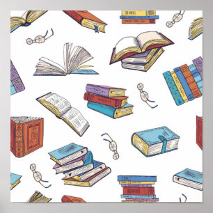 Book pattern poster