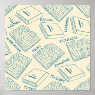 Book pattern poster