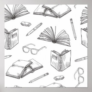 Book pattern poster