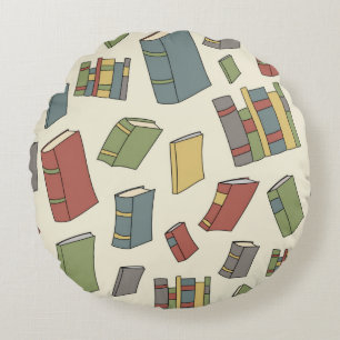 Book pattern round cushion