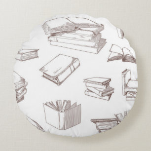 Book pattern round cushion
