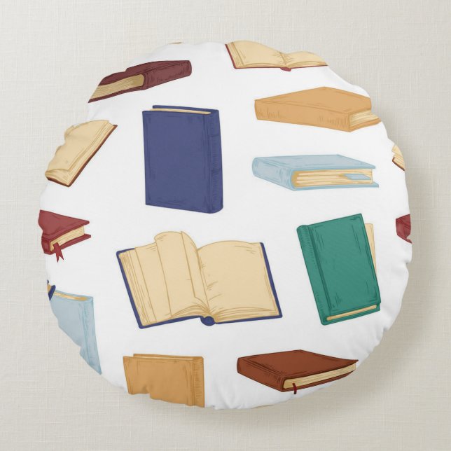 Book pattern round cushion (Front)