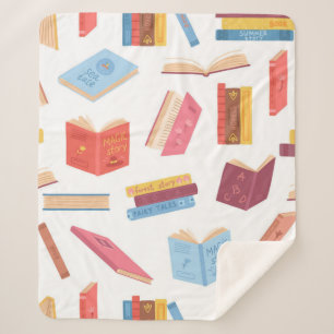 Book pattern sherpa blanket