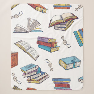 Book pattern sherpa blanket